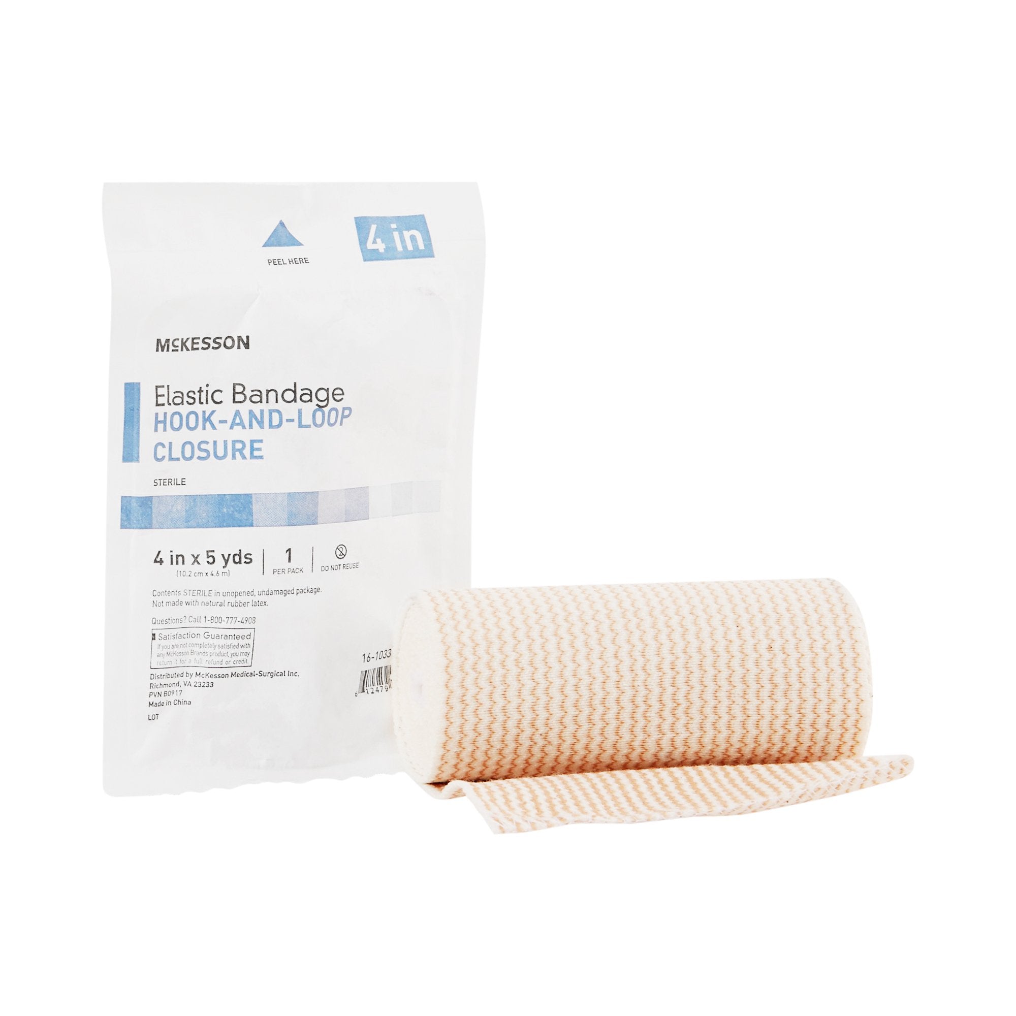 McKesson Brand - Elastic Bandage McKesson 4 Inch X 5 Yard Single Hook and Loop Closure Tan Sterile Standard Compression [36/CS]