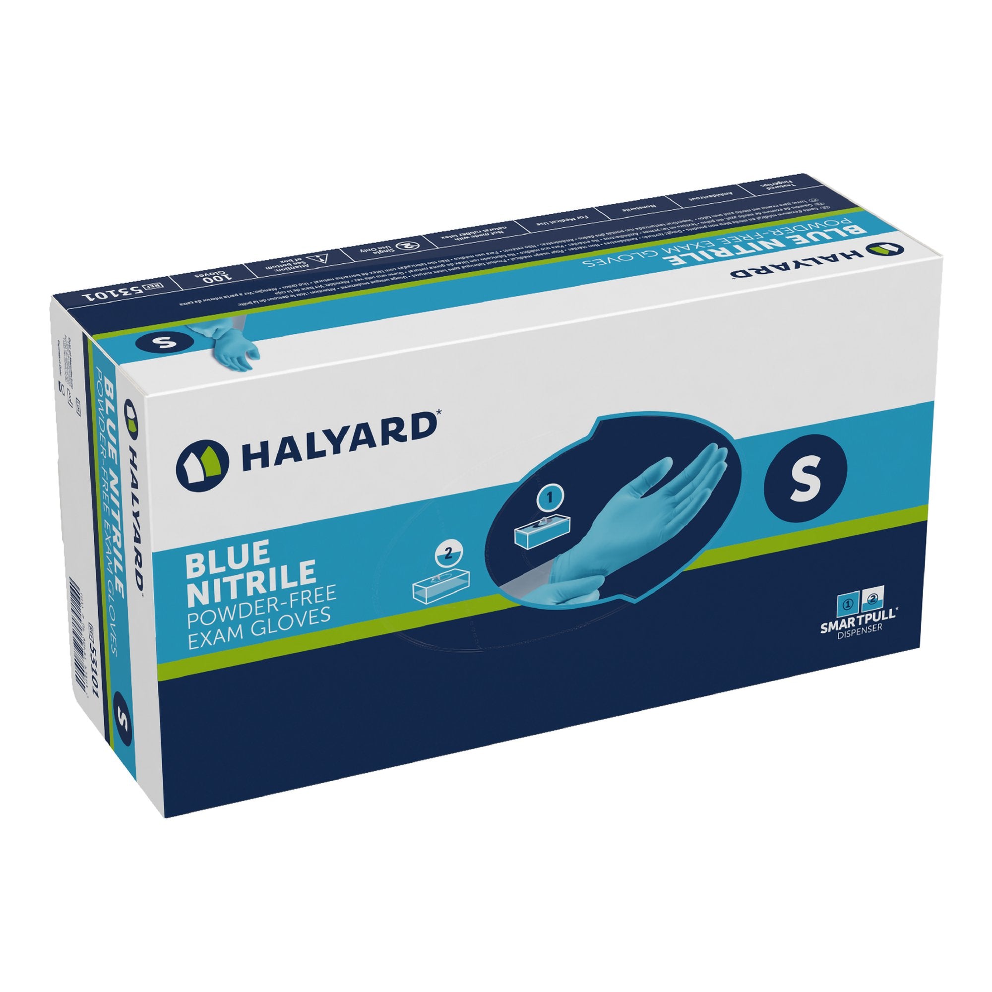 O&M Halyard Inc - Exam Glove Blue Nitrile® Small NonSterile Nitrile Standard Cuff Length Textured Fingertips Blue Not Rated [1000/CS]
