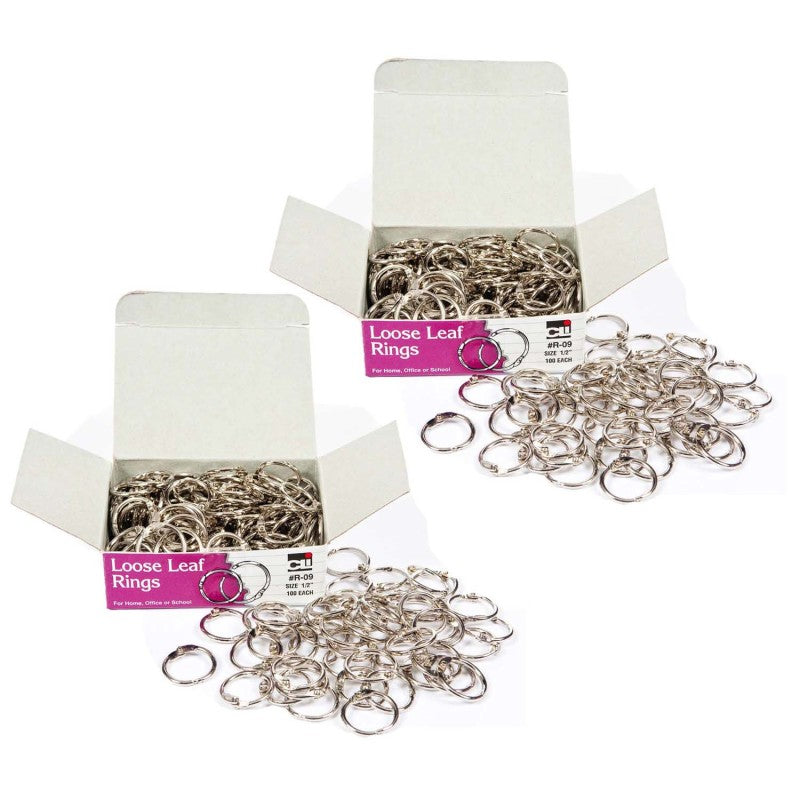 CHARLES LEONARD - Loose Leaf Rings, 1/2", 100 Per Box, 2 Boxes
