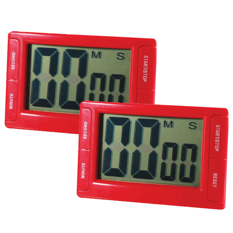 ASHLEY PRODUCTIONS - Big Red Digital Timer 3.75" x 2.5" with Magnetic Backing and Stand, Pack of 2