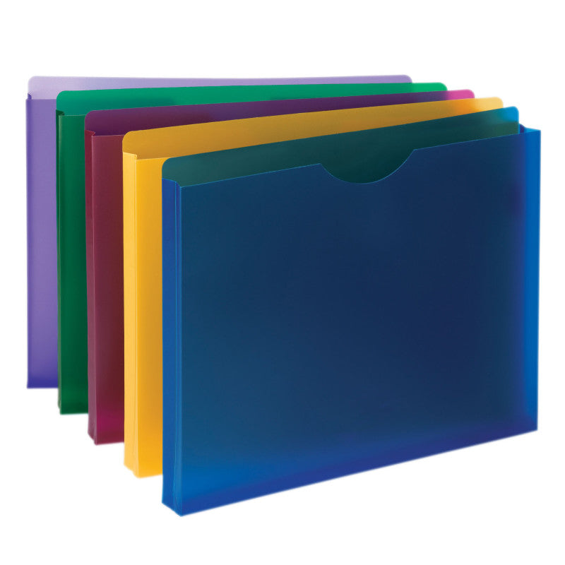 SMEAD - Poly File Jacket, Straight-Cut Tab, 1" Expansion, Letter Size, Assorted Colors, 10 Per Pack