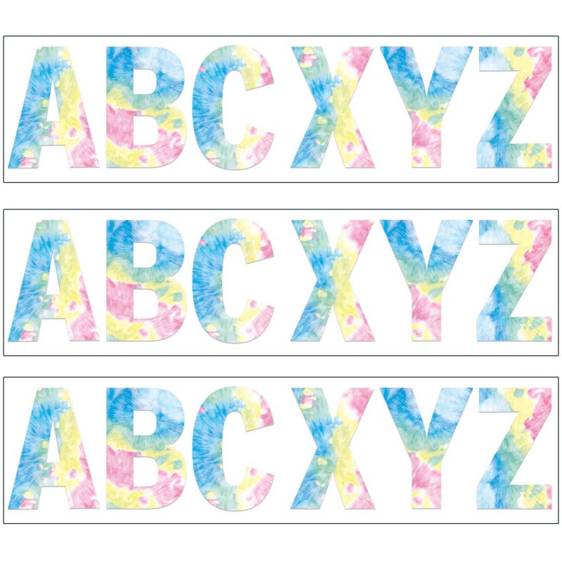 EUREKA - Fluorescent Tie-Dye 7" Deco Letters, 129 Per Pack, 3 Packs