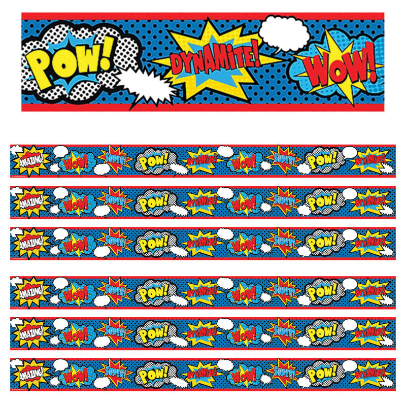 TEACHER CREATED RESOURCES - Superhero Straight Border Trim, 35 Feet Per Pack, 6 Packs