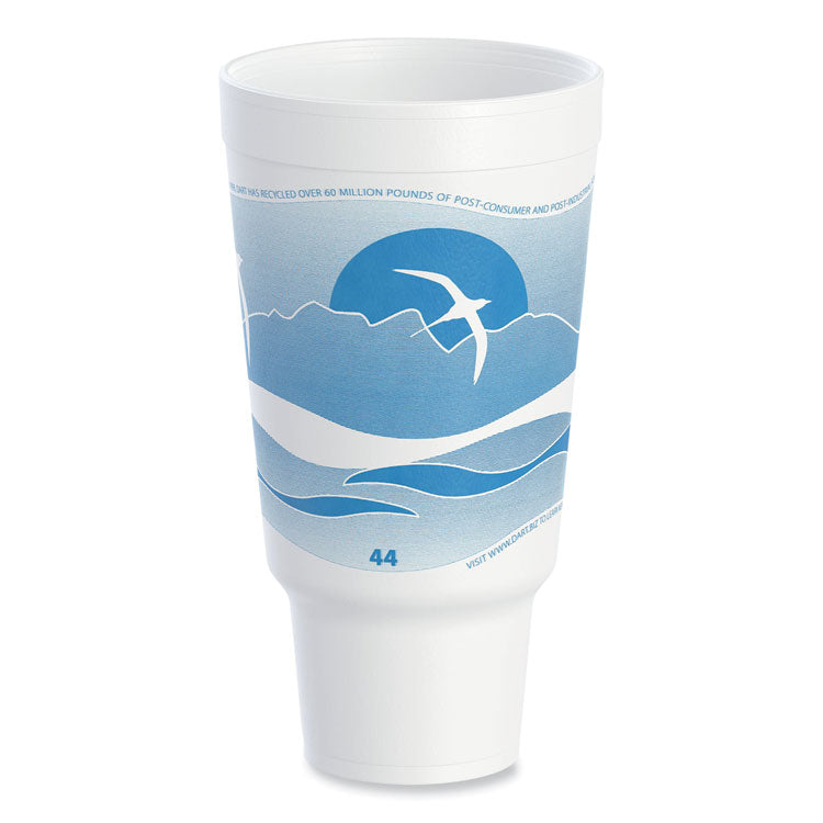 Dart - Horizon Hot/Cold Foam Drinking Cups, 44 oz, Ocean Blue/White, 15/Bag, 20 Bags/Carton