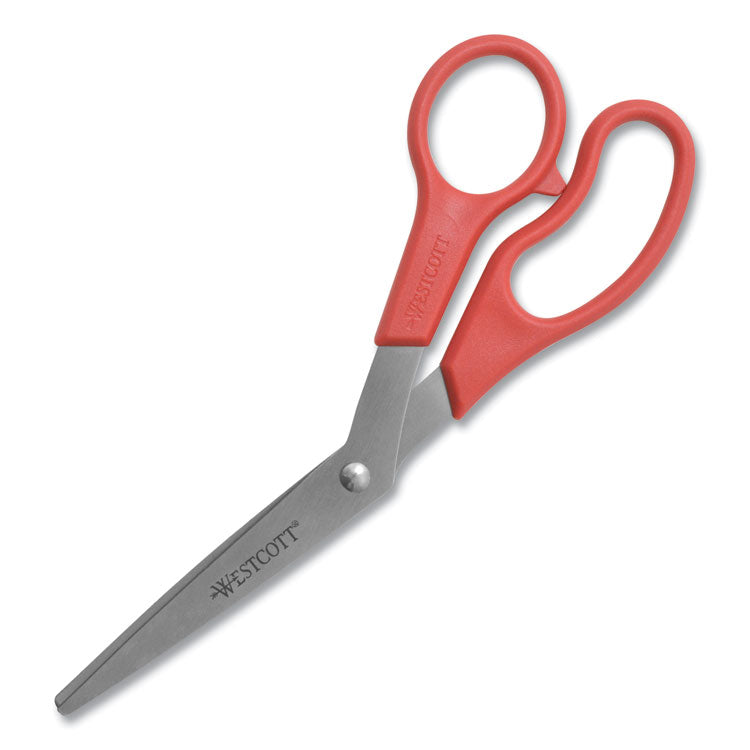 Westcott - Value Line Stainless Steel Shears, 8" Long, 3.5" Cut Length, Red Offset Handle