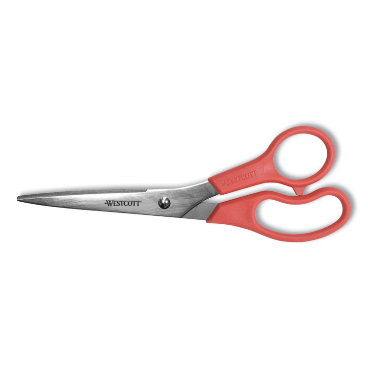 Westcott - Value Line Stainless Steel Shears, 8" Long, 3.5" Cut Length, Red Straight Handle