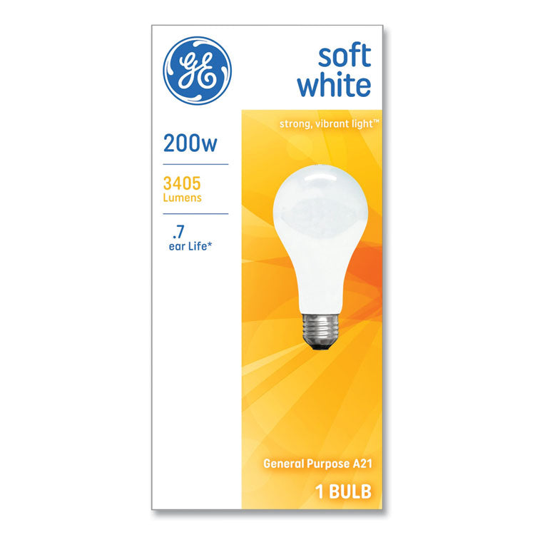 GE - Incandescent Basic Bulb, A21, 200 W, Soft White