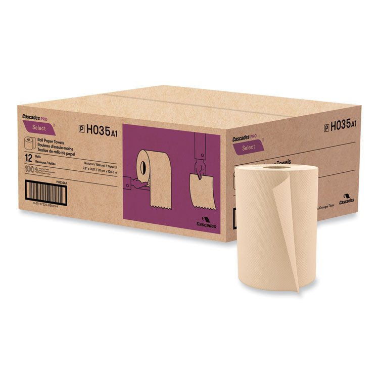 Cascades PRO - Select Hardwound Roll Towels, 1-Ply, 7.88" x 350 ft, Natural, 12 Rolls/Carton