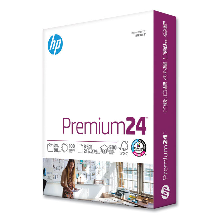 HP Papers - Premium24 Paper, 98 Bright, 24 lb Bond Weight, 8.5 x 11, Ultra White, 500/Ream