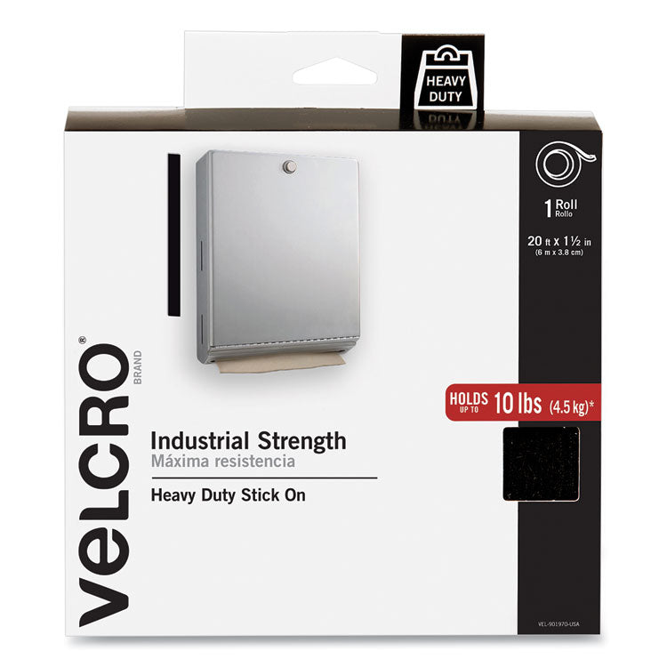 VELCRO Brand - Industrial-Strength Heavy-Duty Fasteners with Dispenser Box, 2" x 15 ft, Black