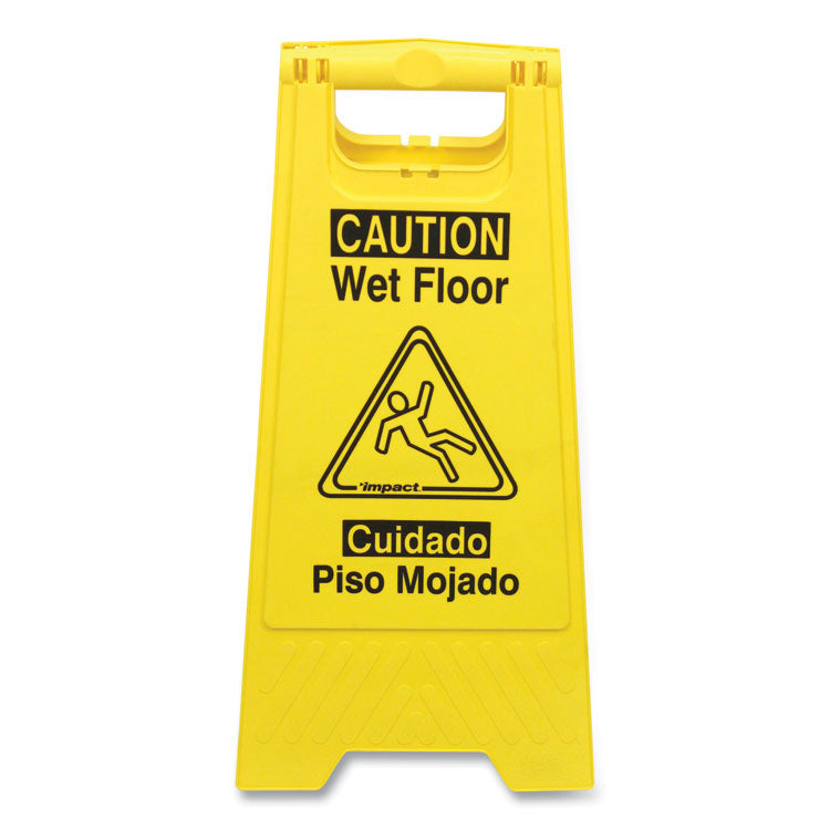 Impact - Bilingual Yellow Wet Floor Sign, 12.05 x 1.55 x 24.3