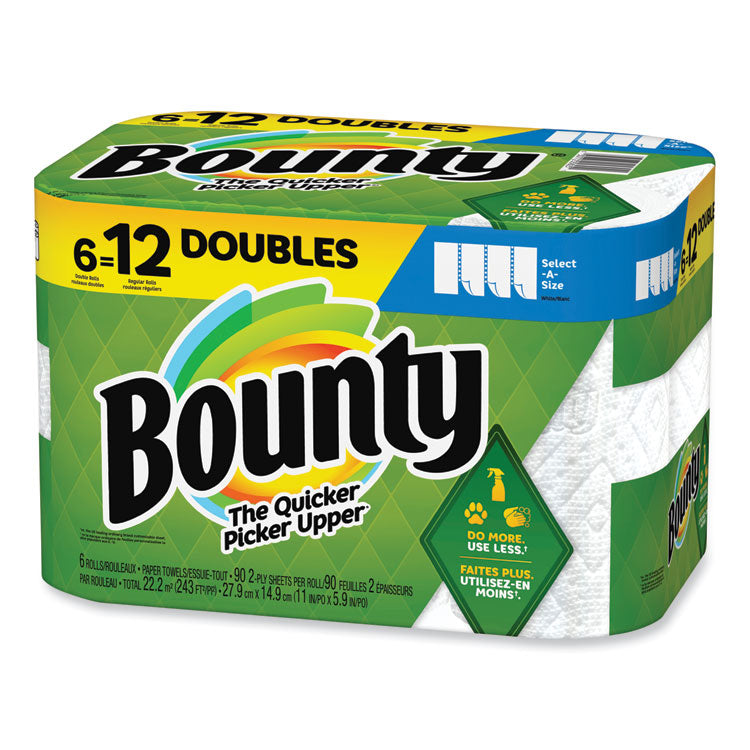 Bounty - Select-a-Size Kitchen Roll Paper Towels, 2-Ply, 6 x 11, White, 90 Sheets/Double Roll, 6 Rolls/Carton