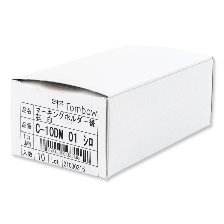 Tombow - Mechanical Wax-Based Marking Pencil Refills, 4.4 mm, White, 10/Box