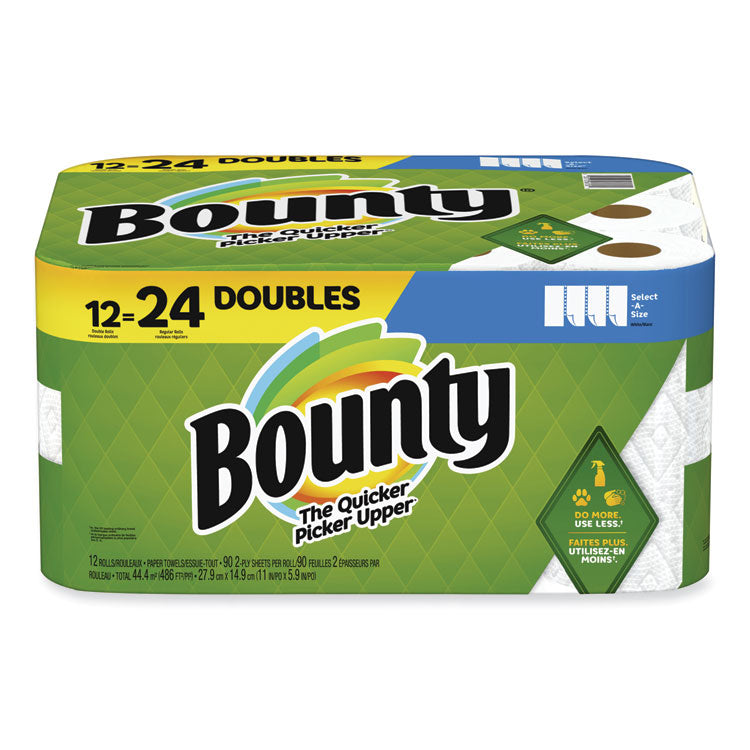 Bounty - Select-a-Size Kitchen Roll Paper Towels, 2-Ply, 5.9 x 11, White, 90 Sheets/Double Roll, 12 Rolls/Carton