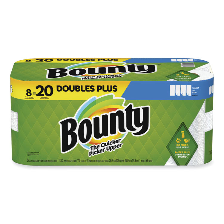 Bounty - Select-a-Size Kitchen Roll Paper Towels, 2-Ply, 5.9 x 11, White, 113 Sheets/Double Plus Roll, 8 Rolls/Pack