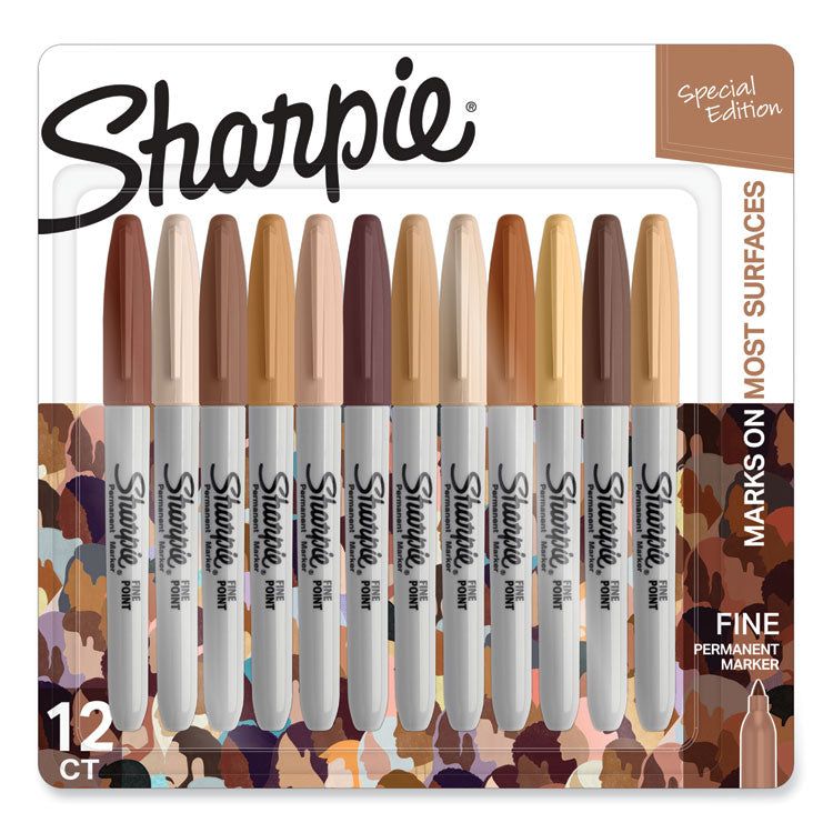 Sharpie - Fine Tip Permanent Marker, Portrait Colors, Fine Bullet Tip, Assorted, 12/Pack