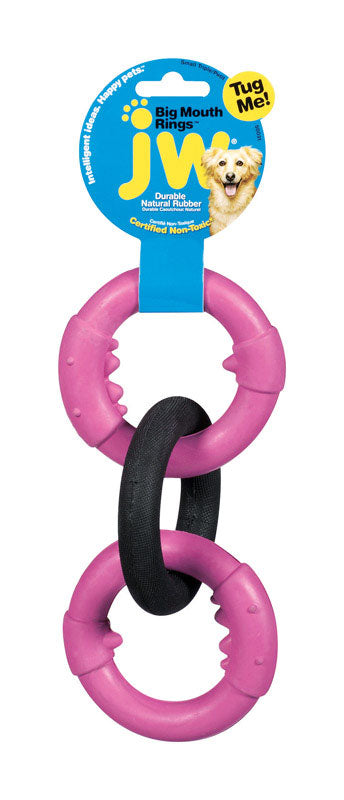 JW PET - JW Pet Black/Pink Rubber Big Mouth Ring Dog Tug Toy Small 1 pk