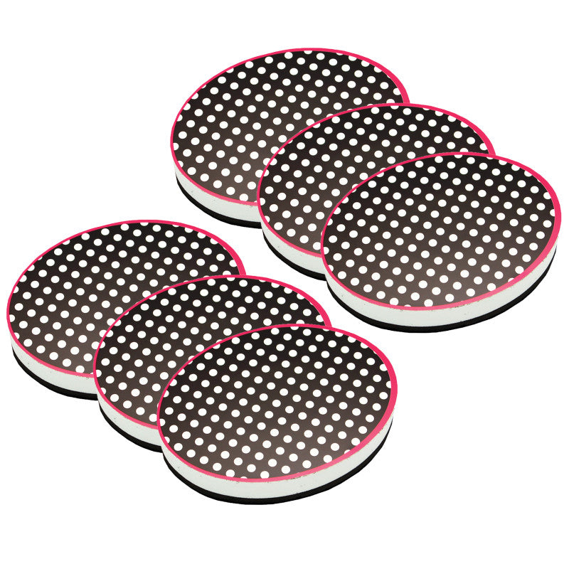 ASHLEY PRODUCTIONS - Magnetic Whiteboard Eraser, Black & White Dots, Pack of 6