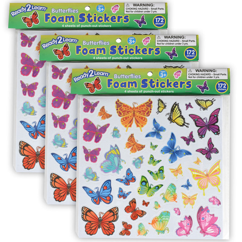 READY 2 LEARN - Foam Stickers - Butterflies - 172 Per Pack - 3 Packs
