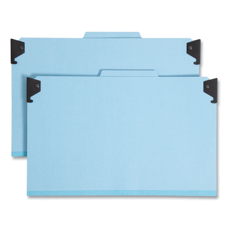 Smead - FasTab Hanging Pressboard Classification Folders, 2 Dividers, Legal Size, Blue