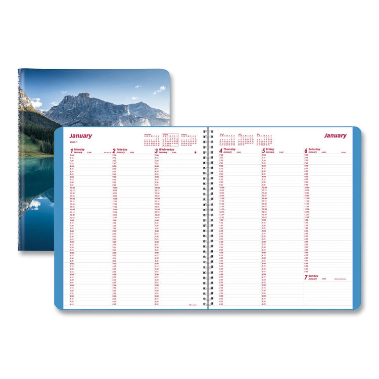 Brownline - Mountains Weekly Appointment Book, Mountains Photography, 11 x 8.5, Blue/Green Cover, 12-Month (Jan to Dec): 2024