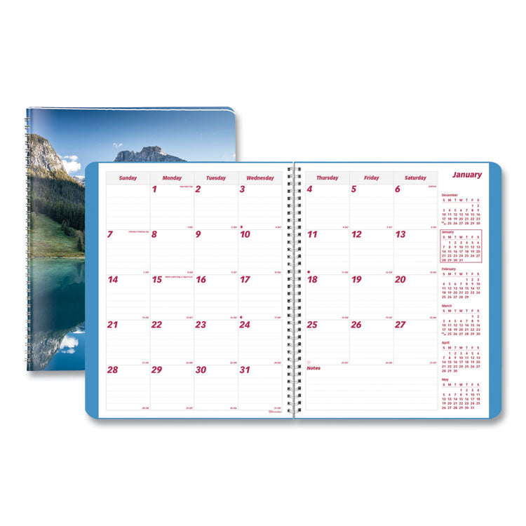 Brownline - Mountains 14-Month Planner, Mountains Photography, 11 x 8.5, Blue/Green Cover, 14-Month (Dec to Jan): 2023 to 2025