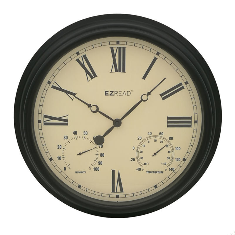 HEADWIND - Headwind EZ Read Classic Clock/Thermometer/Hygrometer Metal Black 15 in. - Case of 4