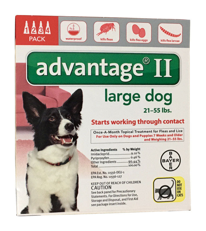 BAYER - Bayer Advantage II Liquid Dog Flea Drops Imidacloprid/Pyriproxyfen 4 pk