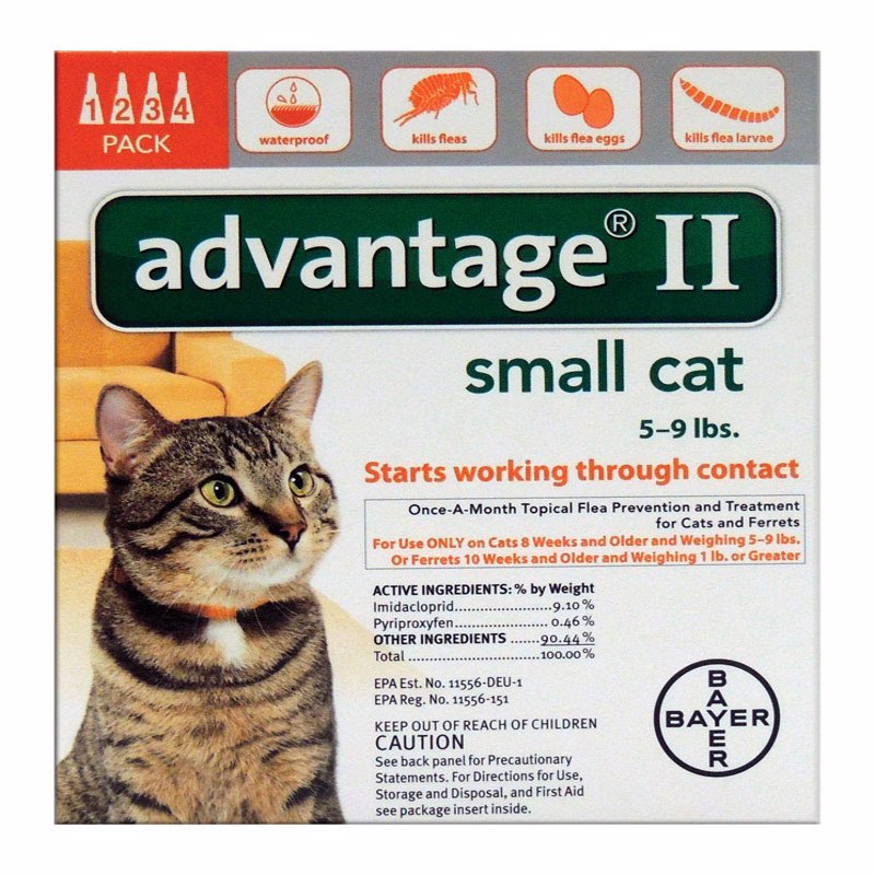 BAYER - Bayer Advantage II Liquid Cat Flea Drops Imidacloprid/Pyriproxyfen 0.056 oz