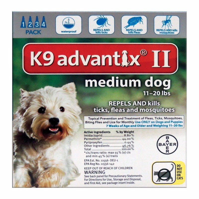 BAYER - Bayer K9 Advantix II Liquid Dog Flea Drops Imidacloprid/Pyriproxyfen 0.14 oz