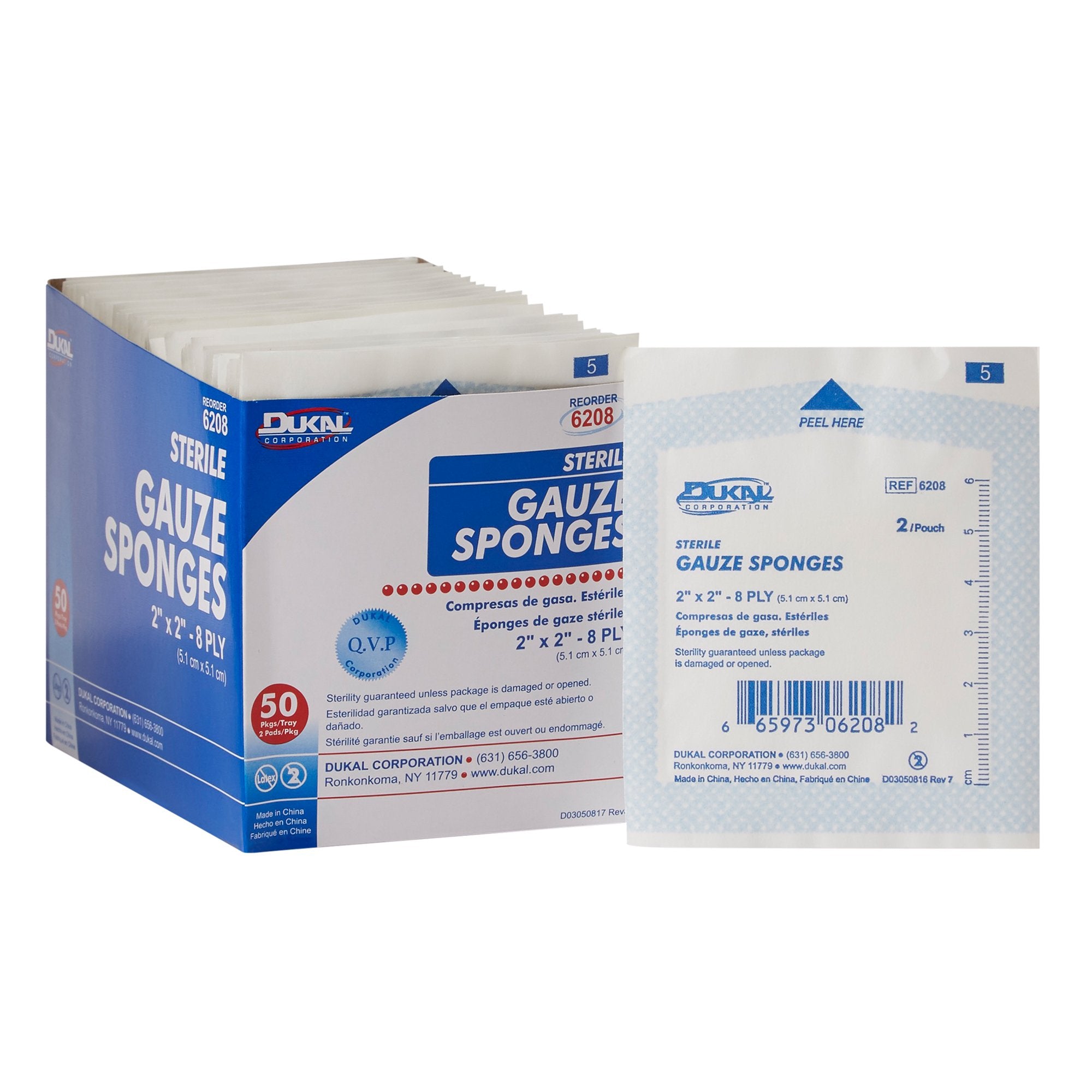 Dukal - Gauze Sponge Dukal™ 2 X 2 Inch 8-Ply Sterile 2 per Pack [100/BX]