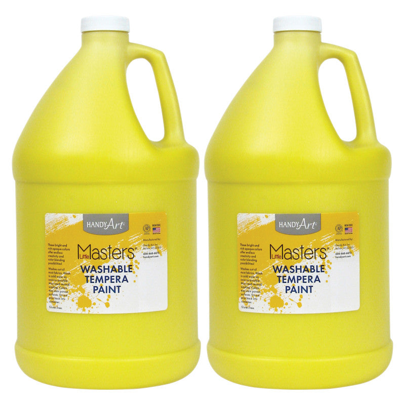 HANDY ART - Little Masters® Washable Tempera Paint, Yellow, Gallon, Pack of 2