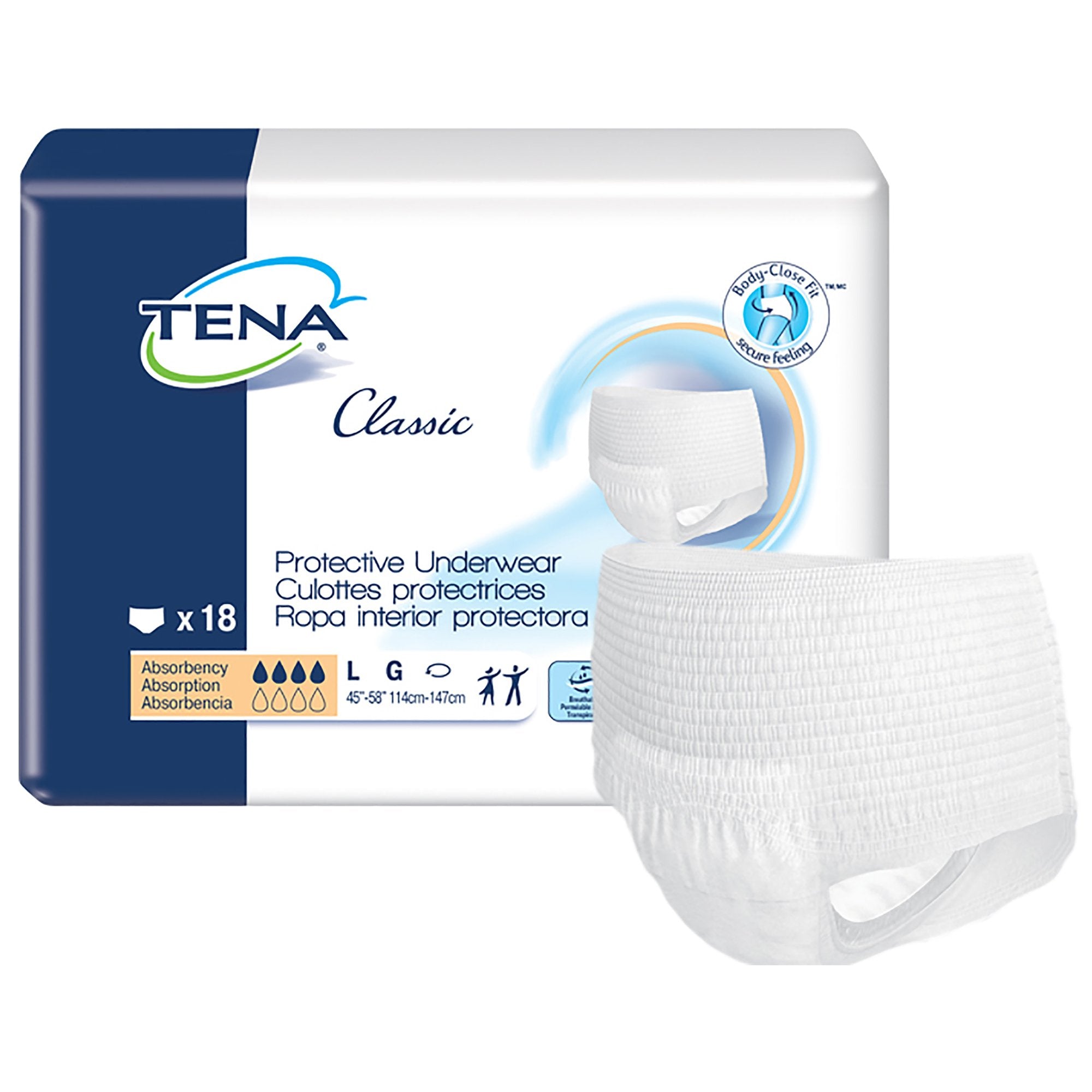 Essity HMS North America Inc - Unisex Adult Absorbent Underwear TENA® Classic Pull On with Tear Away Seams Large Disposable Moderate Absorbency [18/PK]
