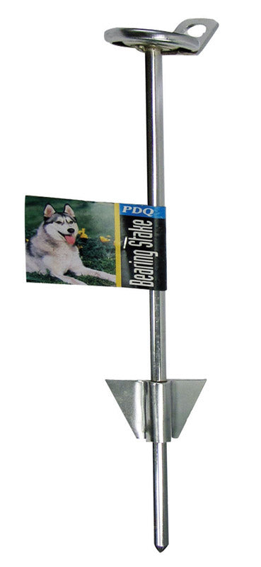 PDQ - PDQ Silver Tie-Out Stake Metal Dog Tie Out Stake Large