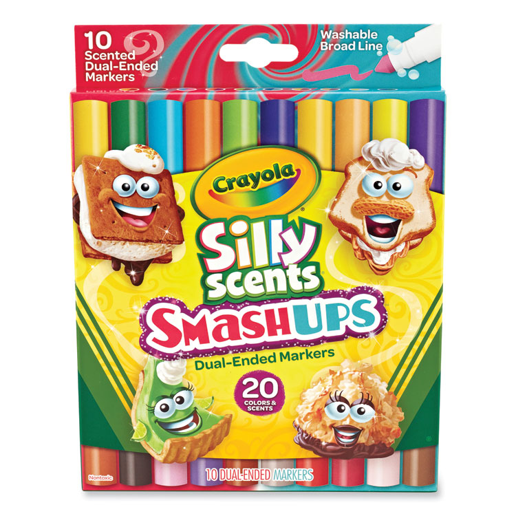 Crayola - Silly Scents Smash Up Dual Ended Markers, Broad Tip, Assorted, 10/Pack