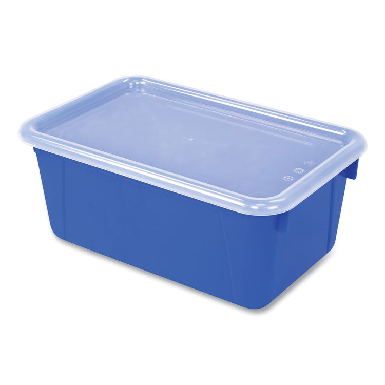 Storex - Cubby Bin with Lid, 1 Section, 2 gal, 8.2 x 12.5 x 11.5, Blue, 5/Pack