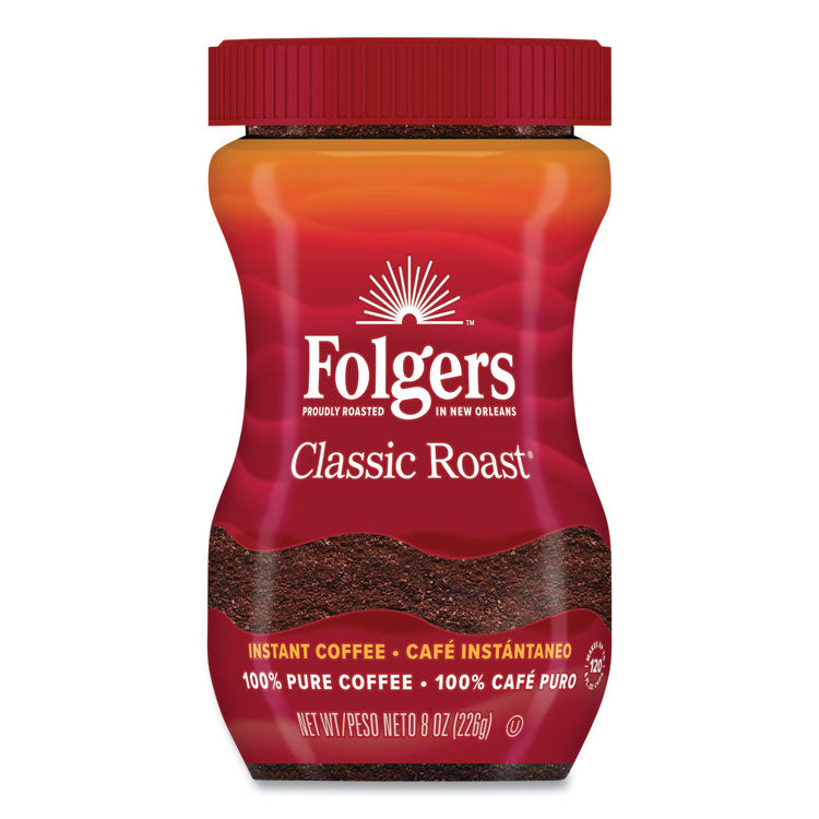 Folgers - Instant Coffee Crystals, Classic Roast, 8 oz Jar, Medium