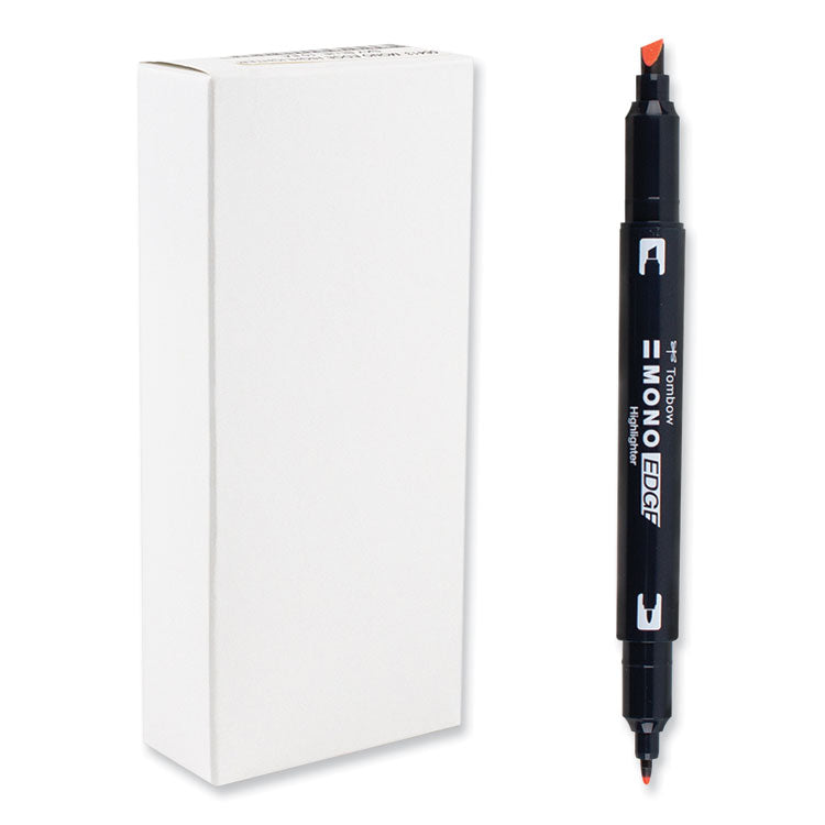 Tombow Mono - Edge Highlighters, Red Ink, Chisel/Bullet Tip, Red Barrel, 10/Box