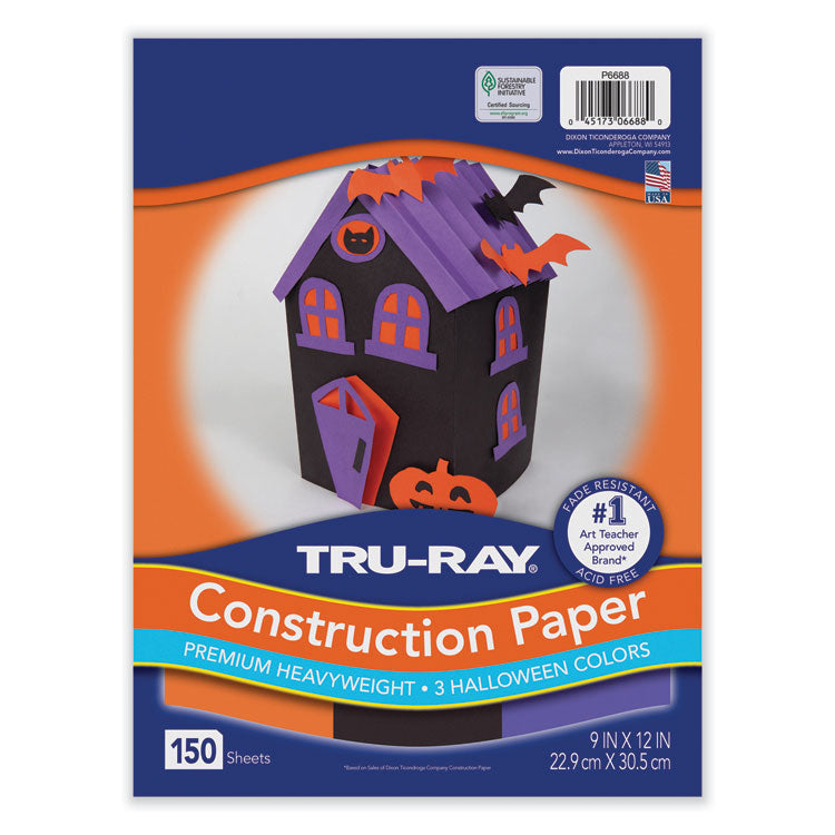 Pacon - Tru-Ray Construction Paper, 70 lb Text Weight, 9 x 12, Assorted Halloween Colors, 150/Pack