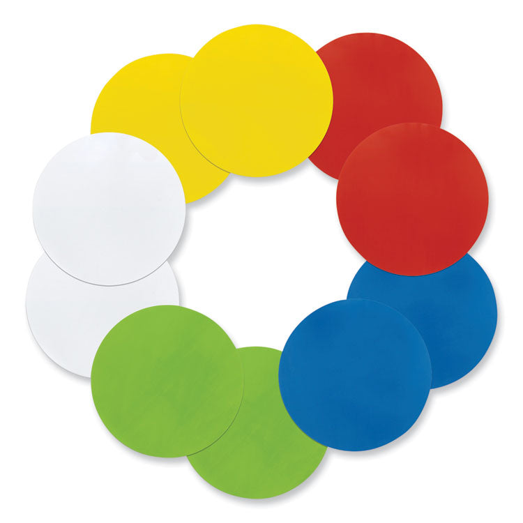 Pacon - Self Stick Dry Erase Circles, 10 x 10, Blue/Green/Red/White/Yellow Surfaces, 10/Pack