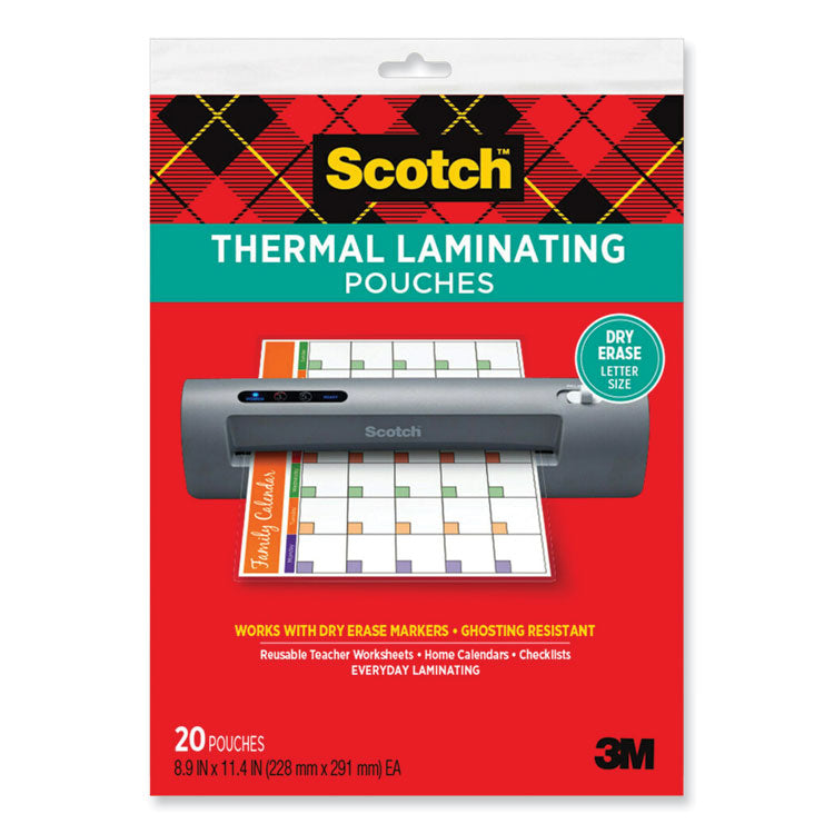 Scotch - Laminating Pouches, 3 mil, 8.9 x 11.4, Clear, 20/Pack