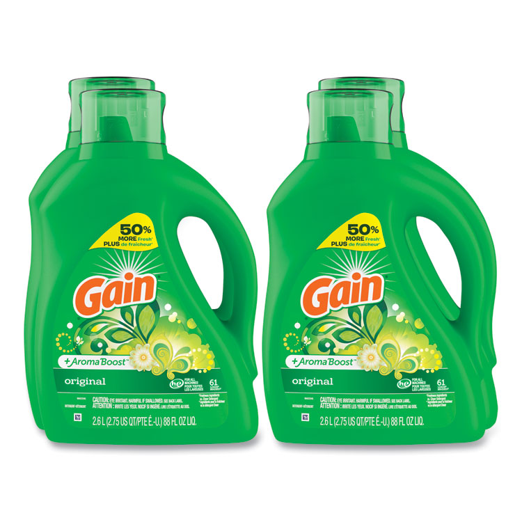 Gain - Liquid Laundry Detergent, Gain Original Scent, 88 oz Pour Bottle, 4/Carton