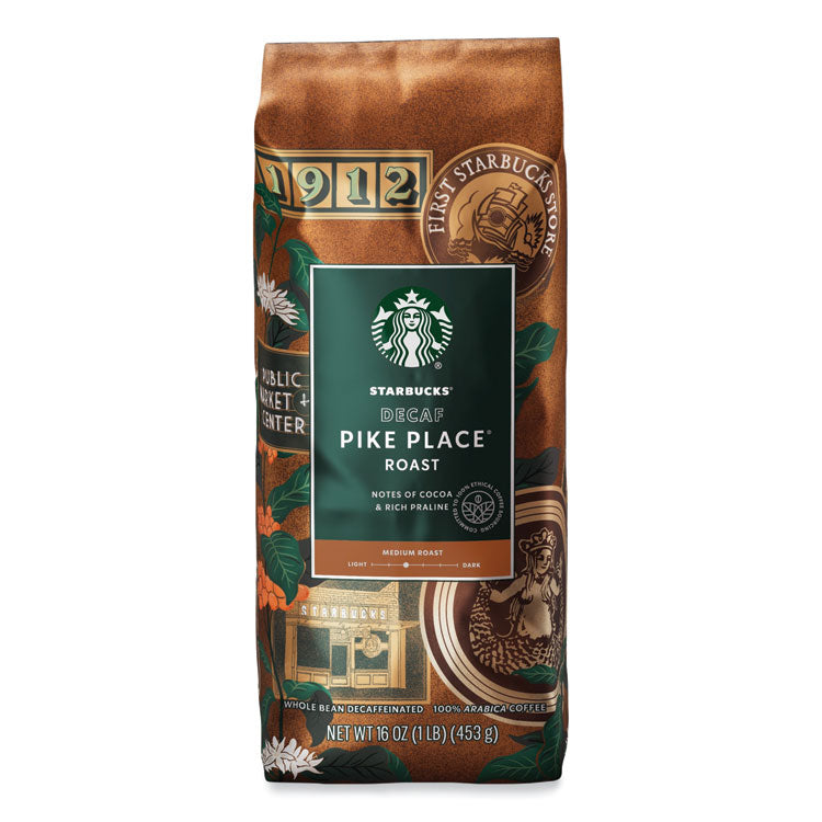 Starbucks - Whole Bean Coffee, Decaffeinated, Pike Place, 1 lb, Bag