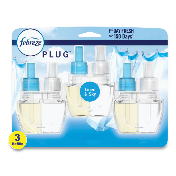 Febreze - PLUG Air Freshener Refills, Linen and Sky, 2.63 oz, 3/Pack, 3 Packs/Carton