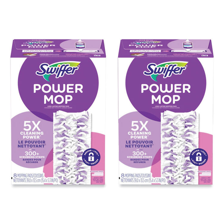 Swiffer - PowerMop Mopping Pads, 15.4 x 5.3, 8/Box, 2 Boxes/Carton