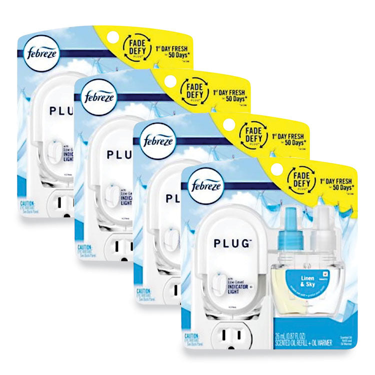 Febreze - PLUG Air Freshener Warmer Start Kit, 6.54 x 2.99 x 5.98, Clear/White, 4/Carton