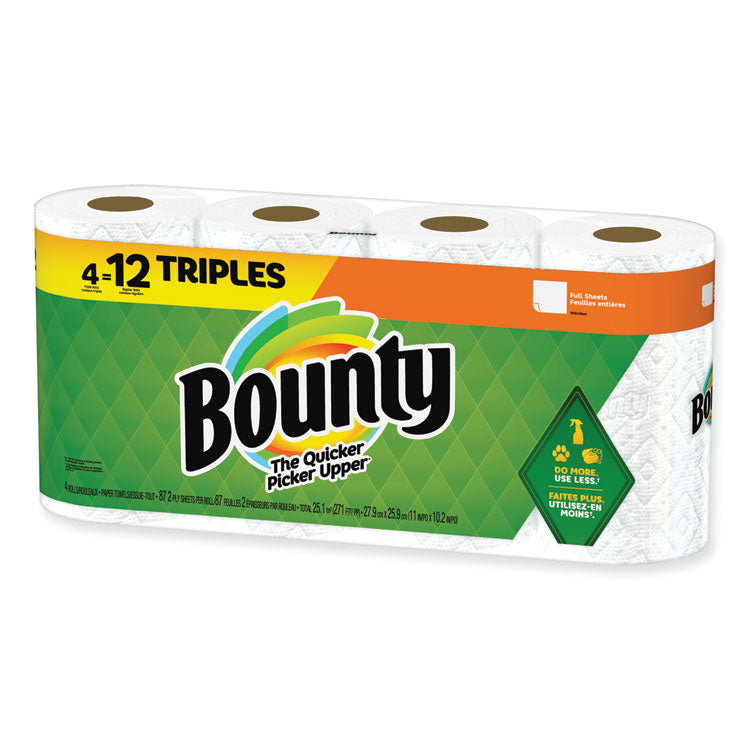 Bounty - Kitchen Roll Paper Towels, 2-Ply, White, 10.5 x 11, 87 Sheets/Roll, 4 Triple Rolls/Pack, 6 Packs/Carton