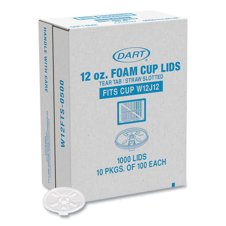 Dart - Lids for Foam Cups and Containers, Fits 12 oz Cups, Translucent, 1,000/Carton