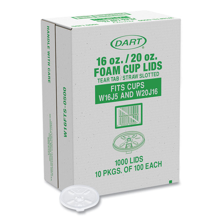 Dart - Lids for Foam Cups and Containers, Fits 16 oz, 20 oz Cups, Translucent, 1,000/Carton