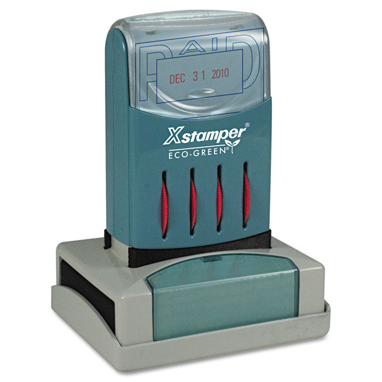 Xstamper ECO-GREEN - VersaDater Message Dater, 2.13 x 1.31, PAID, Blue/Red